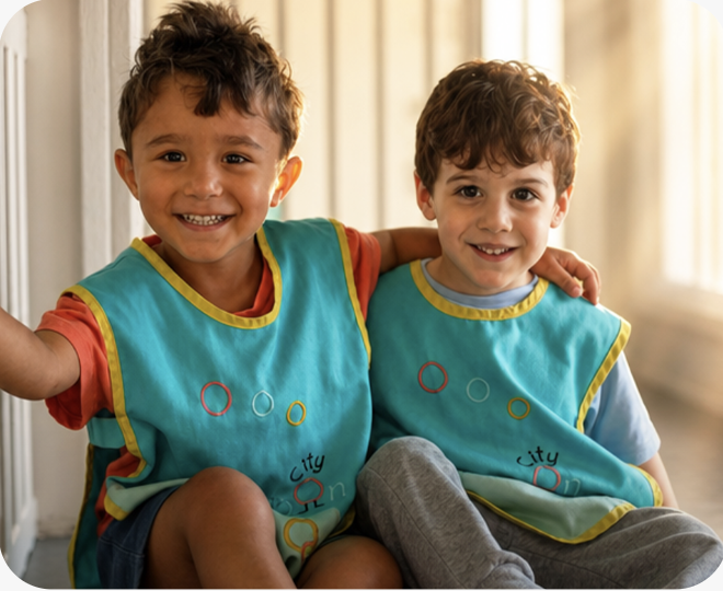 Two preschool-age children at Poupon City